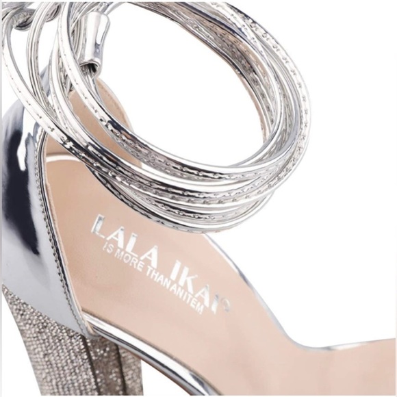 LALA IKAI Women’s Rhinestone High Heels Sandals Ankle Strappy Clear - Picture 6 of 13